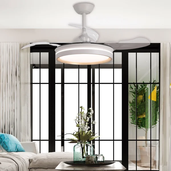 Ventilatore Da Soffitto con Luce LED 24W Regolabile Motore DC Bianco Cascade | Lúzete