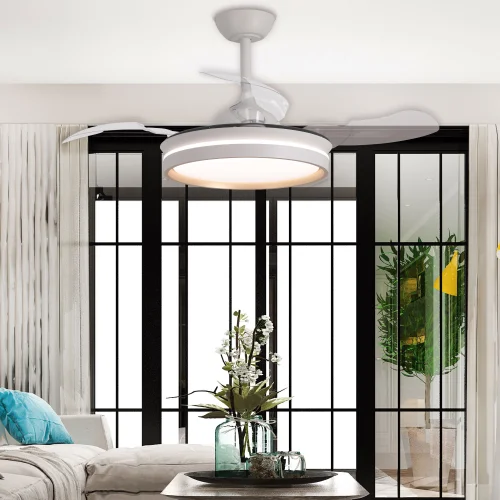 Ventilatore Da Soffitto con Luce LED 24W Regolabile Motore DC Bianco Cascade | Lúzete