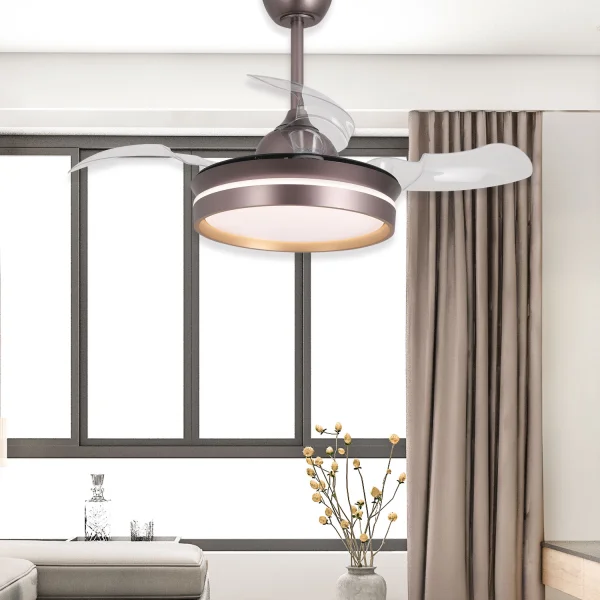 VENTILATORE DA SOFFITTO CON LUCE LED 24W REGOLABILE MOTORE DC ROSSO INDIGO CASCADE