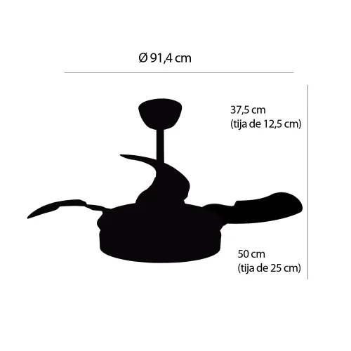 VENTILATORE DA SOFFITTO CON LUCE LED 24W REGOLABILE MOTORE DC ROSSO INDIGO CASCADE