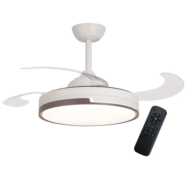 VENTILATORE DA SOFFITTO LED 38W REGOLABILE 4 PALE PIEGHEVOLI SKYLER