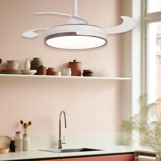 VENTILATORE DA SOFFITTO LED 38W REGOLABILE 4 PALE PIEGHEVOLI SKYLER 2