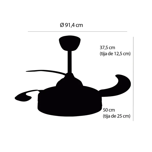 VENTILATORE DA SOFFITTO LED 38W REGOLABILE 4 PALE PIEGHEVOLI SKYLER