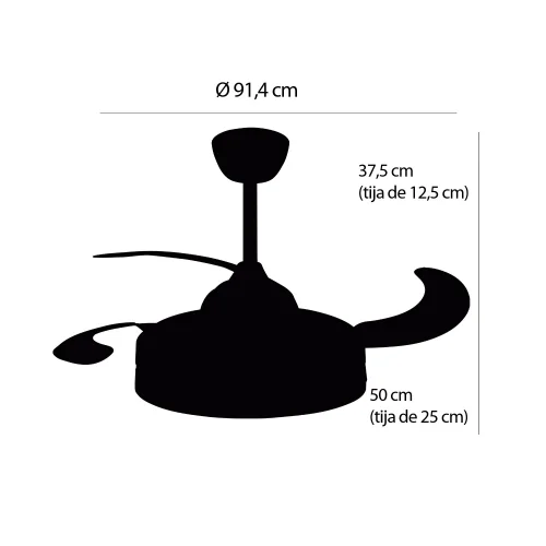 VENTILATORE DA SOFFITTO LED 38W REGOLABILE 4 PALE PIEGHEVOLI SKYLER