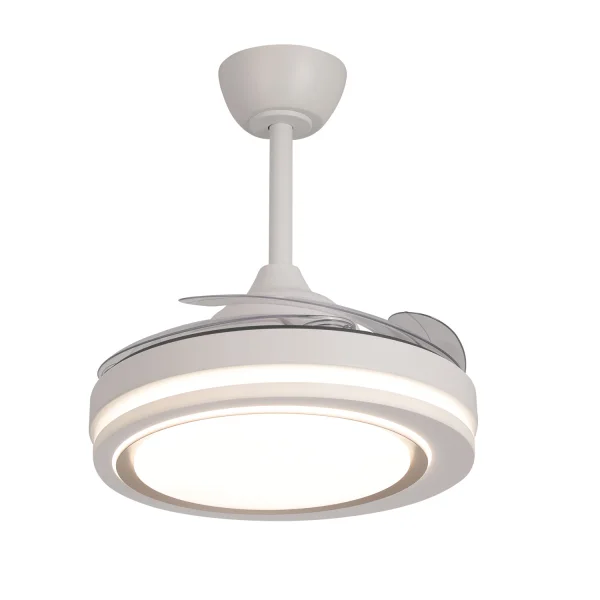 VENTILATORE A SOFFITTO LED 38W REGOLABILE 4 PALE PIEGHEVOLI HANOI