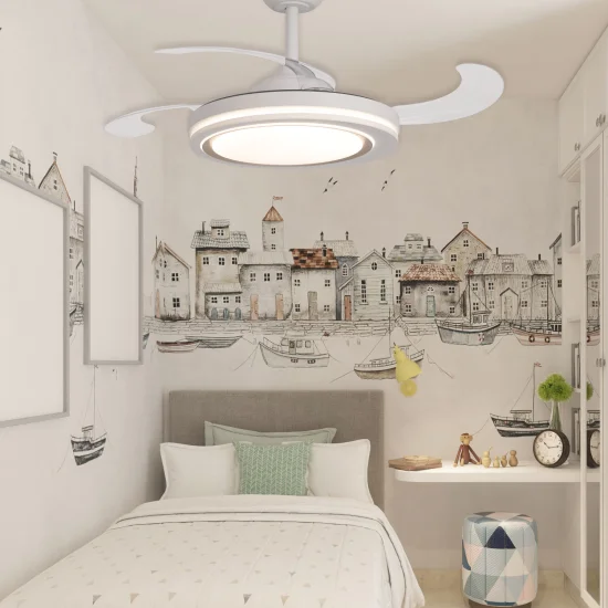 VENTILATORE A SOFFITTO LED 38W REGOLABILE 4 PALE PIEGHEVOLI HANOI 2