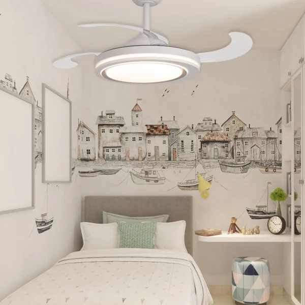 VENTILATORE A SOFFITTO LED 38W REGOLABILE 4 PALE PIEGHEVOLI HANOI