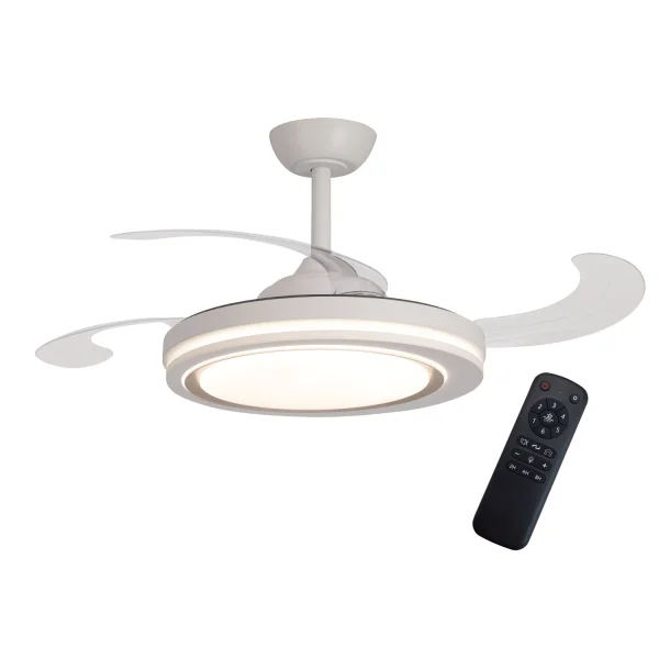VENTILATORE A SOFFITTO LED 38W REGOLABILE 4 PALE PIEGHEVOLI HANOI