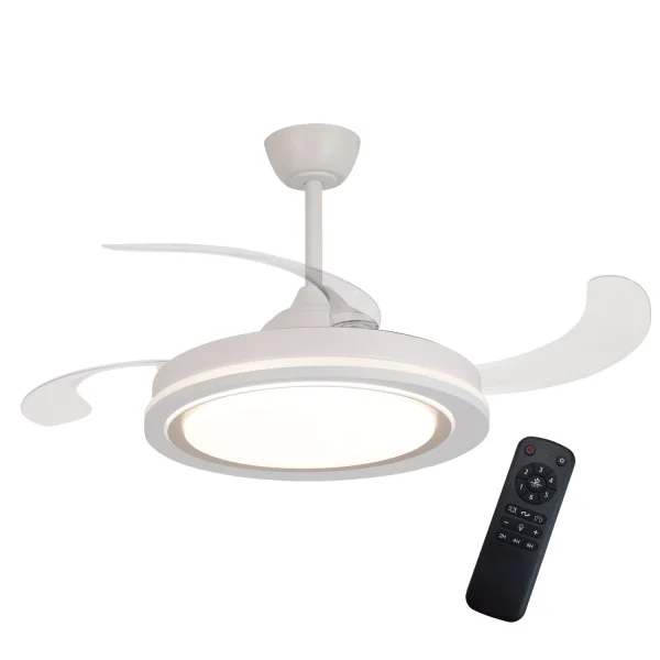 VENTILATORE DA SOFFITTO LED 48W REGOLABILE 4 PALE PIEGHEVOLI HANOI