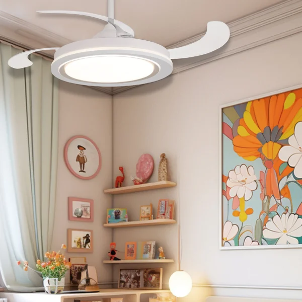 VENTILATORE DA SOFFITTO LED 48W REGOLABILE 4 PALE PIEGHEVOLI HANOI