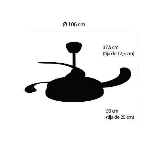 VENTILATORE DA SOFFITTO LED 48W REGOLABILE 4 PALE PIEGHEVOLI HANOI