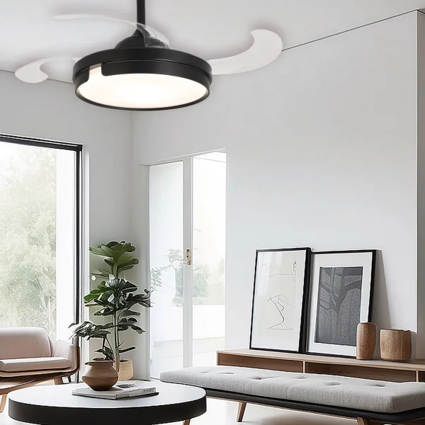 VENTILATORE DA SOFFITTO LED 38W REGOLABILE 4 PALE PLIABILI NASHVILLE VENTILATORE DA SOFFITTO LED 38W REGOLABILE 4 PALE PLIABILI NASHVILLE