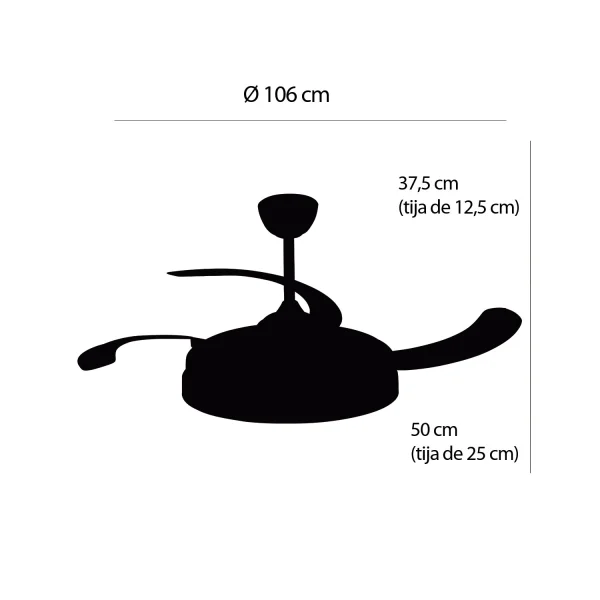 VENTILATORE DA SOFFITTO LED 48W REGOLABILE 4 PALE PIEGHEVOLI NASHVILLE