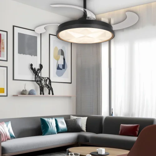 VENTILATORE DA SOFFITTO LED 48W REGOLABILE 4 PALE PIEGHEVOLI WELLINGTON