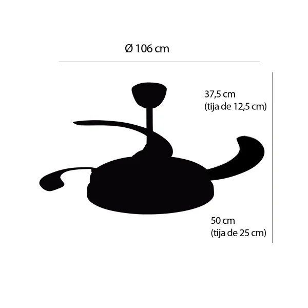 VENTILATORE DA SOFFITTO LED 48W REGOLABILE 4 PALE PIEGHEVOLI WELLINGTON