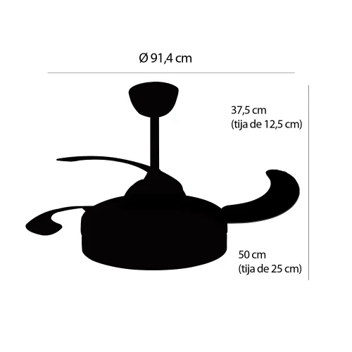 VENTILATORE DA SOFFITTO LED 38W REGOLABILE 4 PALE PIEGHEVOLI TUCSON