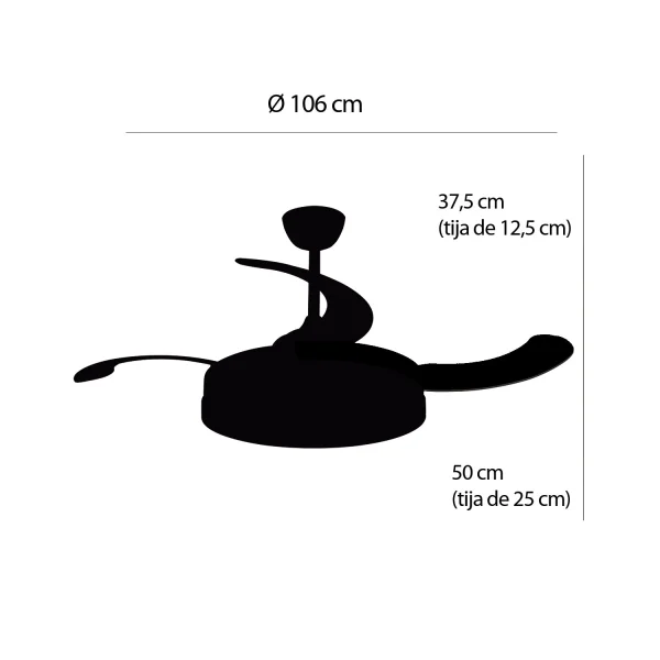 VENTILATORE A SOFFITTO LED 48W REGOLABILE 4 PALE PIEGHEVOLI TUCSON