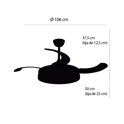VENTILATORE A SOFFITTO LED 48W REGOLABILE 4 PALE PIEGHEVOLI TUCSON