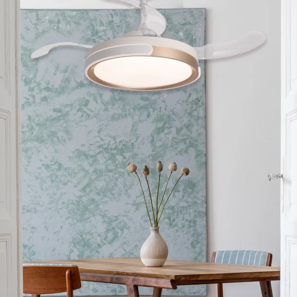 VENTILATORE DA SOFFITTO LED 35W REGOLABILE 4 PALE RETRACTILI BURLINGTON