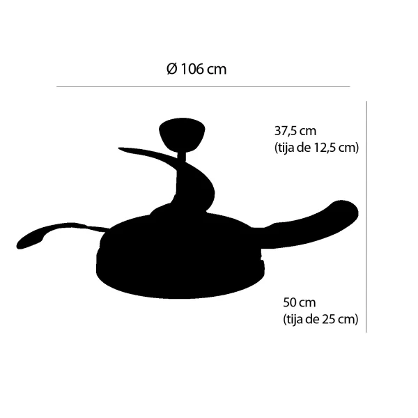 VENTILATORE DA SOFFITTO LED 35W REGOLABILE 4 PALE RETRACTILI BURLINGTON