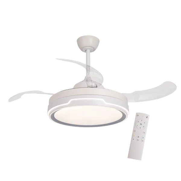 VENTILATORE DA SOFFITTO LED 35W REGOLABILE 4 PALE RETRATTILI CHARLESTON