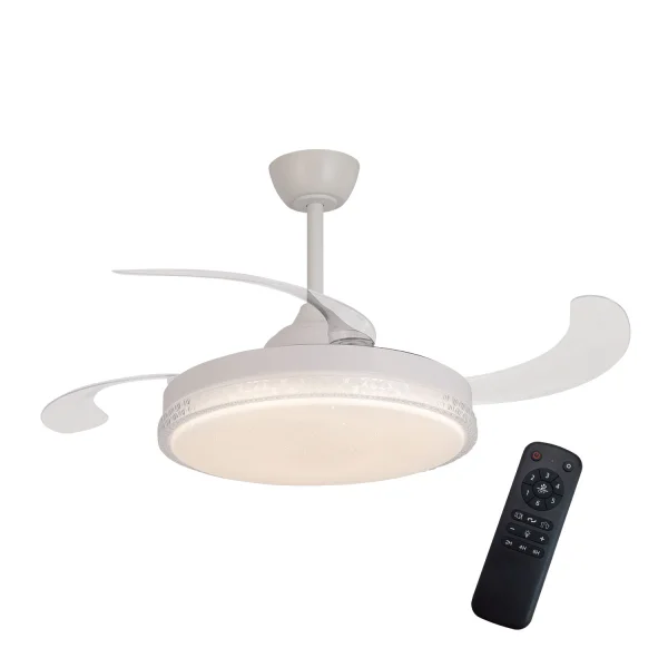 VENTILATORE DA SOFFITTO LED 48W REGOLABILE 4 PALE RETRATTILI PRAGA VENTILATORE DA SOFFITTO LED 48W REGOLABILE 4 PALE RETRATTILI PRAGA