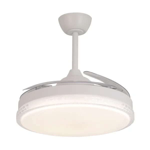 VENTILATORE DA SOFFITTO LED 48W REGOLABILE 4 PALE RETRATTILI PRAGA VENTILATORE DA SOFFITTO LED 48W REGOLABILE 4 PALE RETRATTILI PRAGA
