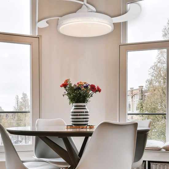 VENTILATORE DA SOFFITTO LED 48W REGOLABILE 4 PALE RETRATTILI PRAGA 2