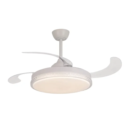 VENTILATORE DA SOFFITTO LED 48W REGOLABILE 4 PALE RETRATTILI PRAGA