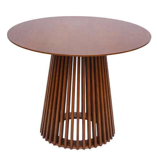 TAVOLO DA PRANZO ROTONDO IN LEGNO DI NOCE Ø100 CM NEREA 2