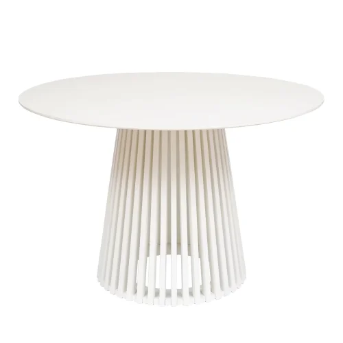 TAVOLO DA PRANZO ROTONDO IN LEGNO BIANCO Ø120 CM NEREA