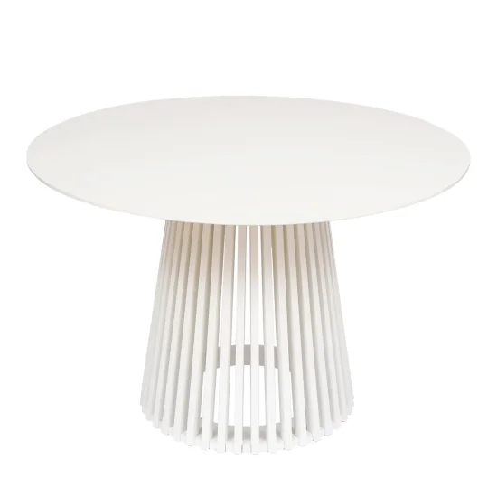 TAVOLO DA PRANZO ROTONDO IN LEGNO BIANCO Ø120 CM NEREA 2