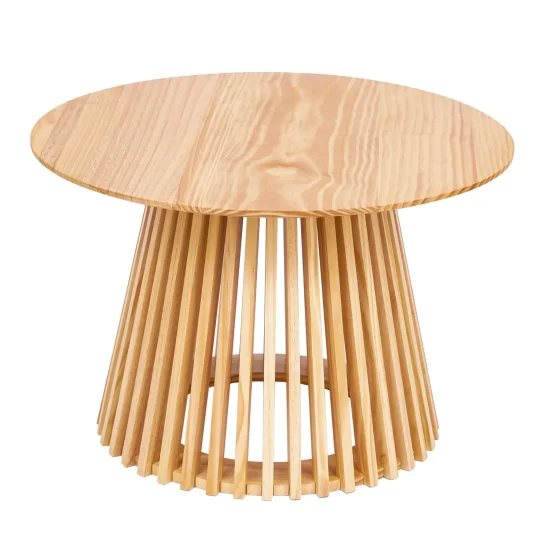 TAVOLINO DA SALOTTO ROTONDO IN LEGNO NATURALE Ø70 CM NEREA 2