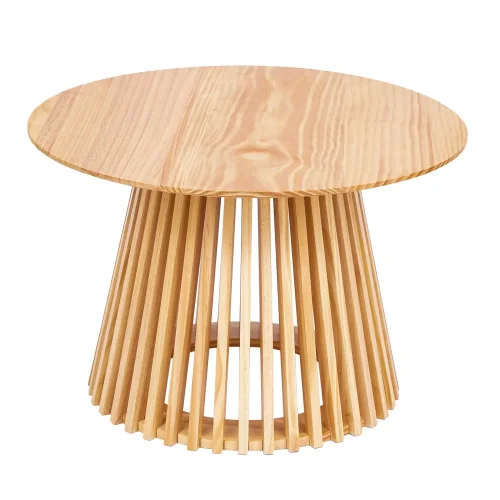 TAVOLINO DA SALOTTO ROTONDO IN LEGNO NATURALE Ø70 CM NEREA