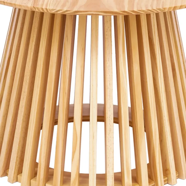 TAVOLINO DA SALOTTO ROTONDO IN LEGNO NATURALE Ø70 CM NEREA