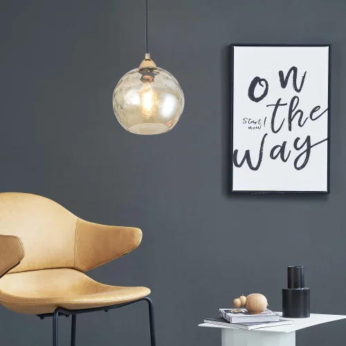 LAMPADARIO A SOSPENSIONE 1 LUCE TULIPANO AMBRA NERIUM