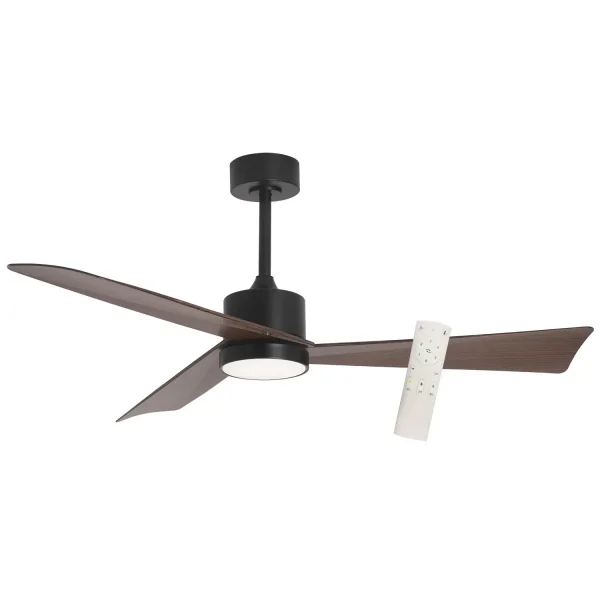 VENTILATORE DA SOFFITTO CON LUCE MOTORE DC BELIZE NERO/LEGNO NOCE Ø 135,2 CM