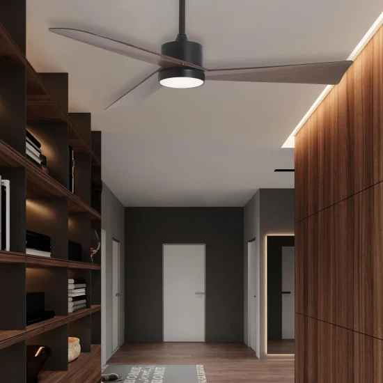 VENTILATORE DA SOFFITTO CON LUCE MOTORE DC BELIZE NERO/LEGNO NOCE Ø 135,2 CM 2