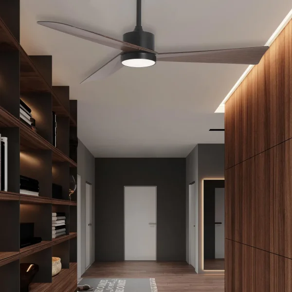VENTILATORE DA SOFFITTO CON LUCE MOTORE DC BELIZE NERO/LEGNO NOCE Ø 135,2 CM