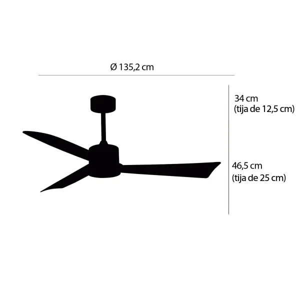 VENTILATORE DA SOFFITTO CON LUCE MOTORE DC BELIZE NERO/LEGNO NOCE Ø 135,2 CM