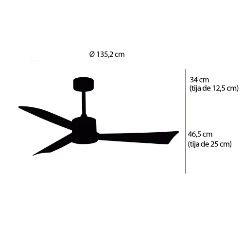 VENTILATORE DA SOFFITTO CON LUCE MOTORE DC BELIZE NERO/LEGNO NOCE Ø 135,2 CM