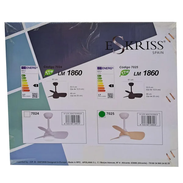 VENTILATORE A SOFFITTO LED 17W REGOLABILE MOTORE DC LEGNO CHIARO SIERRA