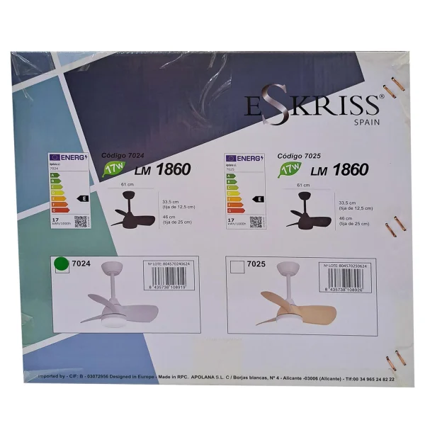 VENTILATORE DA SOFFITTO LED 17W REGOLABILE MOTORE DC BIANCO SIERRA