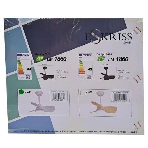 VENTILATORE DA SOFFITTO LED 17W REGOLABILE MOTORE DC BIANCO SIERRA