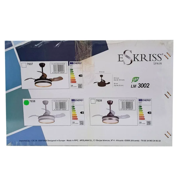 VENTILATORE DA SOFFITTO CON LUCE LED 24W REGOLABILE MOTORE DC BIANCO CASCADE