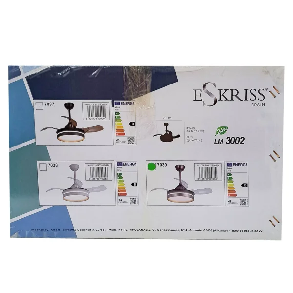 VENTILATORE DA SOFFITTO CON LUCE LED 24W REGOLABILE MOTORE DC CASCADE