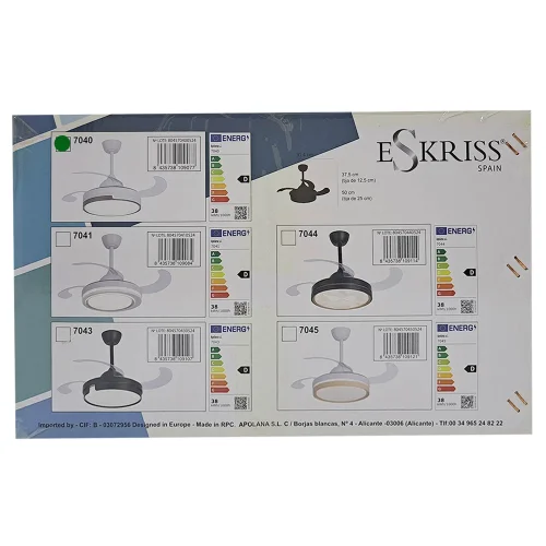 VENTILATORE A SOFFITTO LED 38W REGOLABILE CON 4 PALE PIEGHEVOLI SKYLER