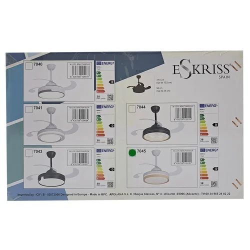 VENTILATORE DA SOFFITTO LED 38W REGOLABILE 4 PALE PIEGHEVOLI TUCSON