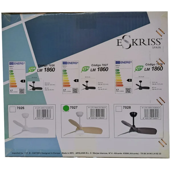 VENTILATORE DA SOFFITTO CON LUCE MOTORE DC SIERRA COLORE LEGNO CHIARO Ø 91,4 CM