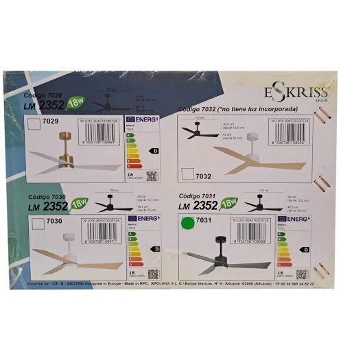 VENTILATORE DA SOFFITTO CON LUCE MOTORE DC BELIZE NERO/LEGNO NOCE Ø 135,2 CM